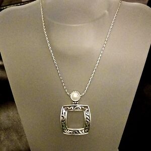 Brighton Deco Glam Pearl Open Square Necklace